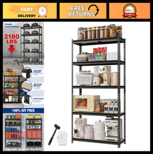 Heavy Duty 5-Tier Black Shelving Unit, 2180 lbs Capacity, 35.4”Wx11.8”Dx72”H picture