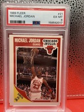 Fleer 1989-90 Michael Jordan #21 PSA 6 Graded Chicago Bulls NBA Card picture
