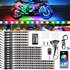 16PCS RGB Motorcycle LED Light Kit Bluetooth Under Glow Neon Strip Remote App US picture