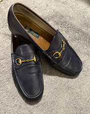 Gucci 1953 Horsebit Loafers Mens 11 Black Leather Gold Bit Made in Italy picture