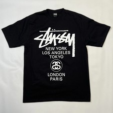 New Stussy World Tour Tee Shirt Black picture