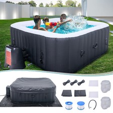 MOPHOTO Hot Tub 6 Inflatable Hot Tub with Cover, 72” X 72” X 26” Blow Up Hot Tub picture