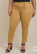 Torrid Womens Jeans 22 Button Fly High Rise Tan Straight Raw Golden NWT picture