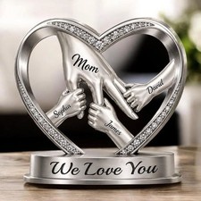 Personalized Mom Holds Kid's Hands Acrylic Block Custom Family Birthday Gift picture