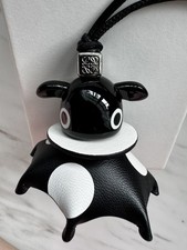 Loewe Polka Black & White Leather Puzz Bag Charm New $690 MSRP picture