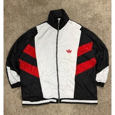 Vintage Adidas Originals Track Jacket Made in USA Black White Red Trefoil Large picture
