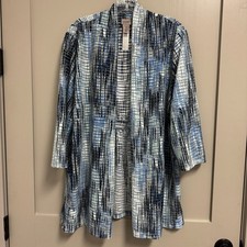 Easywear by Chico's Burnout Open Front 3/4 Sleeve Cardigan Topper Blue Sz 3 (XL) picture
