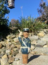 RARE Antique Anri Hand Carved Painted Wood French Policeman Bottle Stopper Cork picture