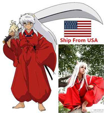 INUYASHA Half Demon Red Kimono Suit Outfit Adult Costume for Cosplay & Halloween picture
