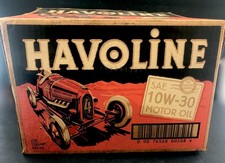 Vintage Havoline  Oil Anniversary Quart Case W/ 1904 Race Car Graphics NICE picture