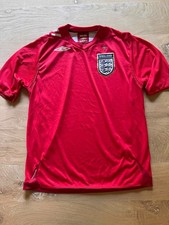 Vintage Umbro England 2006 2007 Away Jersey Red Football Kit Three Lions Sz L picture
