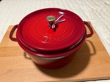 STAUD Cast Iron 7 qt, Round, Dutch Oven, Cranberry. picture