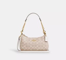 COACH Teri Shoulder Bag Signature Canvas Gold New Outlet Crossbody Purse picture