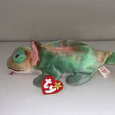 Ty Beanie Babies Rainbow Chameleon Plush Beanbag Vintage 1997 picture