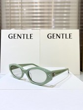 Gentle Monster DADA Eyeglasses Glossy Sage Green Frame Clear Lens Gold Trim picture