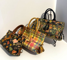 3 Dooney & Bourke Multicolor Top Handle Satchel Drawstring Tassel Lined Charm picture