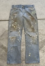 True Vintage 80’s Saddle King Men’s Paint Splatter Distressed Denim 33x30 Grunge picture