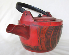 ANTIQUE NEGORO LACQUER SAKE EWER red and black lacquer  JAPENESE TEAPOT picture