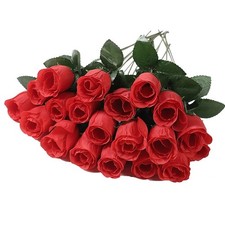 30Pcs Red Silk Roses Artificial Flowers Realistic Bouquet Home Decor valentine picture