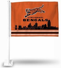 Cincinnati Bengals Car Flag with Display Pole City Skyline Design picture