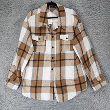 Automet Shirt Womens 2XL Brown Plaid Flannel Long Sleeve Button Up *NWT* picture