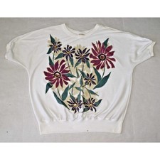 Vintage T-Shirt Top Bedazzled Wildflowers DK Gold Size S 80s Oversized Seamless picture