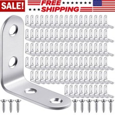 Stainless Steel L-Shaped Bracket Corner Brace 1.5in 90 Degree Angle Corner Lot picture