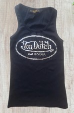 Vintage Y2K Von Dutch California Black Tank Top Shirt Scoop Neck Size XS picture