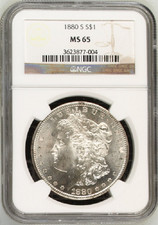 :1880-S SILVER MORGAN DOLLAR GEM-BU NGC MS65 BRIGHT-BLAST WHITE HIGHEST GRADES picture