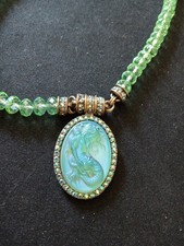 Vintage Kirk's Folly Lorlei Mermaid Pendant  Crystal Necklace With Box & Bag picture
