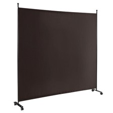 Costway 6 Feet Single Panel Rolling Room Divider with Smooth Wheels-Brown - Colo picture