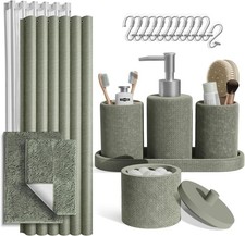 Sage Green Bathroom Set Bathroom Sets W/ Shower Curtain & Rugs 21 PC Bathroom picture