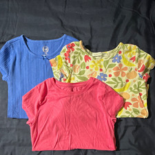 Gymboree Between Baby Girl 8 3pc Cotton Tops Lot Blue Pink Floral Tee picture