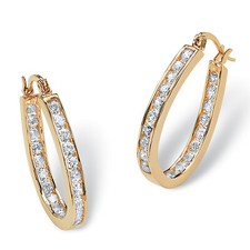 2.52 TCW Round Cubic Zirconia Inside-Out Hoop Earrings in Yellow Goldtone picture