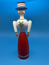 VTG 10 3/8” Tall Hand Painted Wooden Female Figurine picture