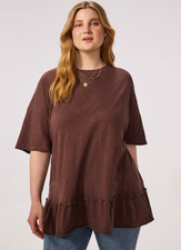 Torrid Festi Oversized Tiered Tee Womens 3X 22 24 French Roast Plus Size NWT picture