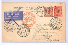 GB Air Mail Card YUGOSLAVIA Veles via Berlin/Vienna Rotherham Yorks 1933 XF165 picture