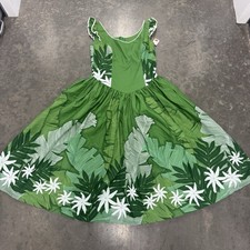 NEW Lee's Fashion Hawaiian Green Floral Long Dress Women Size Small 6-8 Made USA picture