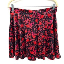 NEW Francesca's Mi Ami velour skater skirt red black floral dark romance fairy M picture