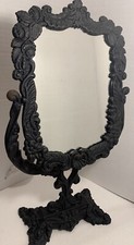 Clearance ATQ Victorian Vanity Table Mirror Ornate Cast Iron Floral Vtg English picture