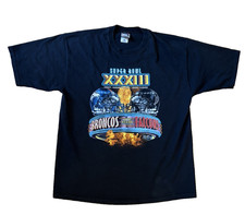 Vintage 1999 Super Bowl XXXIII Broncos vs. Falcons NFL Black T-Shirt Men's XL picture
