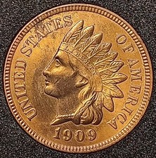 1909 Indian Head Cent Penny MS Red. Original Mint Luster. High Grade.  picture