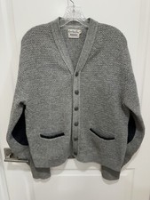Vintage 60's Cardigan Sweater Quality Line by Arena Kurt Cobain Elbow Pads Lined picture