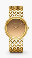 MASTRI Women’s Quartz Analog Wristwatch Gold Dial Gold Metal Bracelet picture