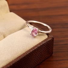 6 Ct Natural Certified Padparadscha Sapphire Ring 925 Silver Gems Ring Size 8 picture