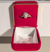 Pear-Shaped Diamond Halo Engagement Ring 10k Yellow Gold Split Shank Size 9.5 picture