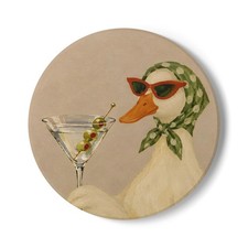 Vintage Duck with Martini and Scarf, Cute Unique Coaster, gift Idea picture