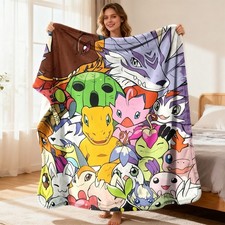 Digimon Gathering Pattern Printing Flannel Blanket Bed Blanket Trendy Printing picture