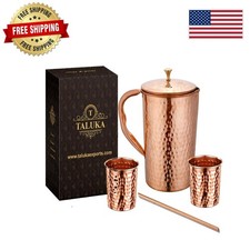 Luxury Copper Hammered Water Pitcher & Tumblers - Ayurvedic Health Benefits picture