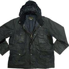 *HOT Men's BARBOUR SAPPER UTILITY PARKA HOODED QUILT LINED BLACK WAXED Jacket XL picture